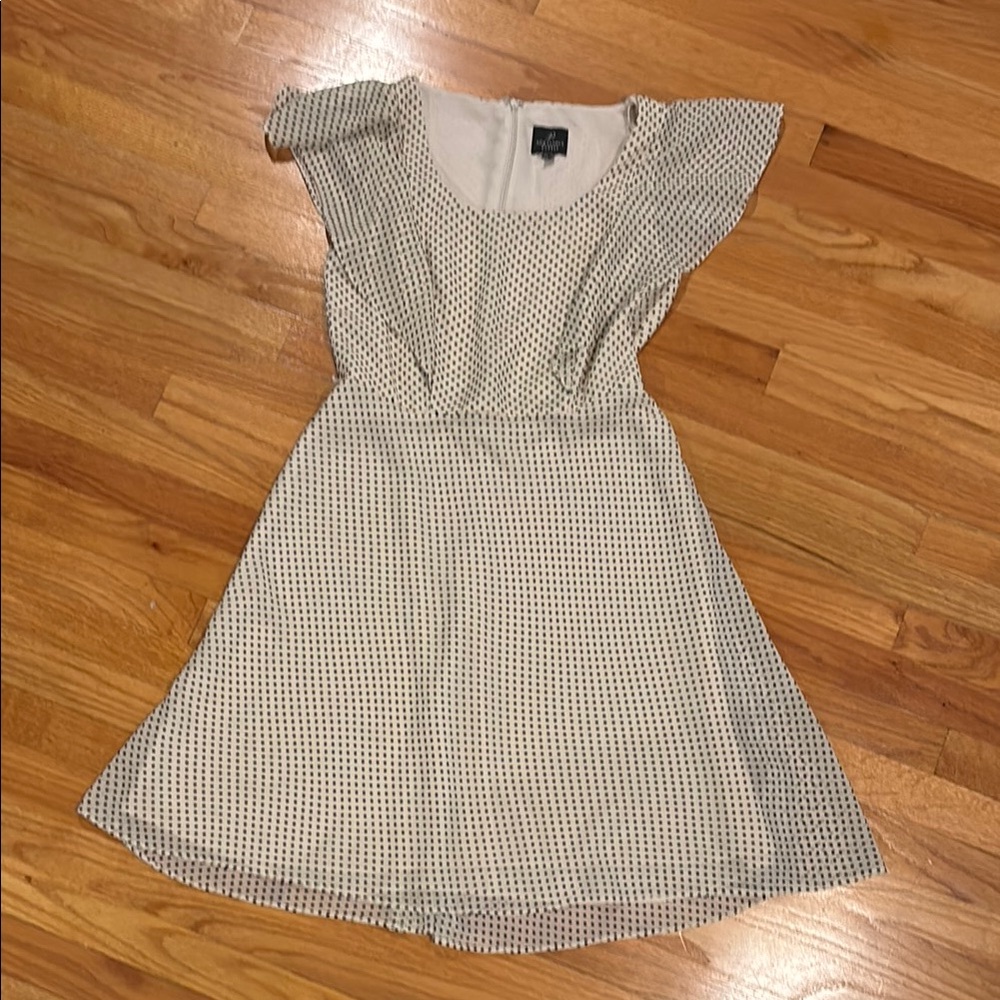 Adrianna Papell Gray and White A-Line Mini Dress